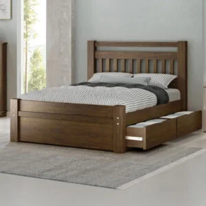 Cama de Casal 4 Gavetas Orleans Castanho