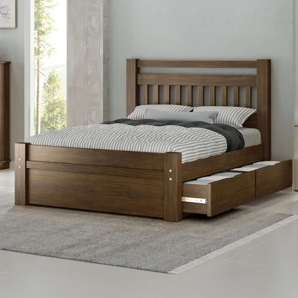 Cama de Casal 4 Gavetas Orleans Castanho
